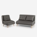 Canapé lit 2 places + fauteuil pliable tissu style scandinave Sienna Remises
