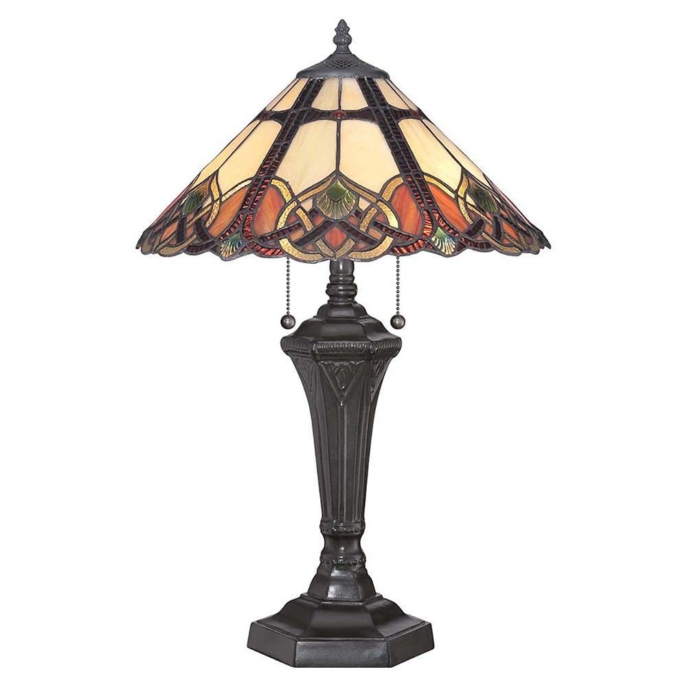 Lampe de table style Tiffany classique abat-jour coloré Cambridge