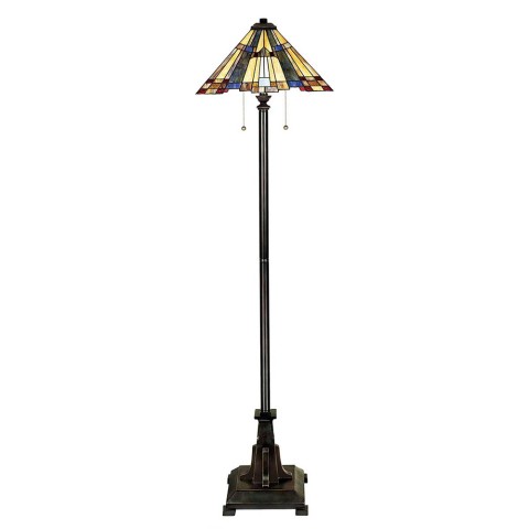 Lampadaire classique style Tiffany abat-jour coloré Inglenook Promotion