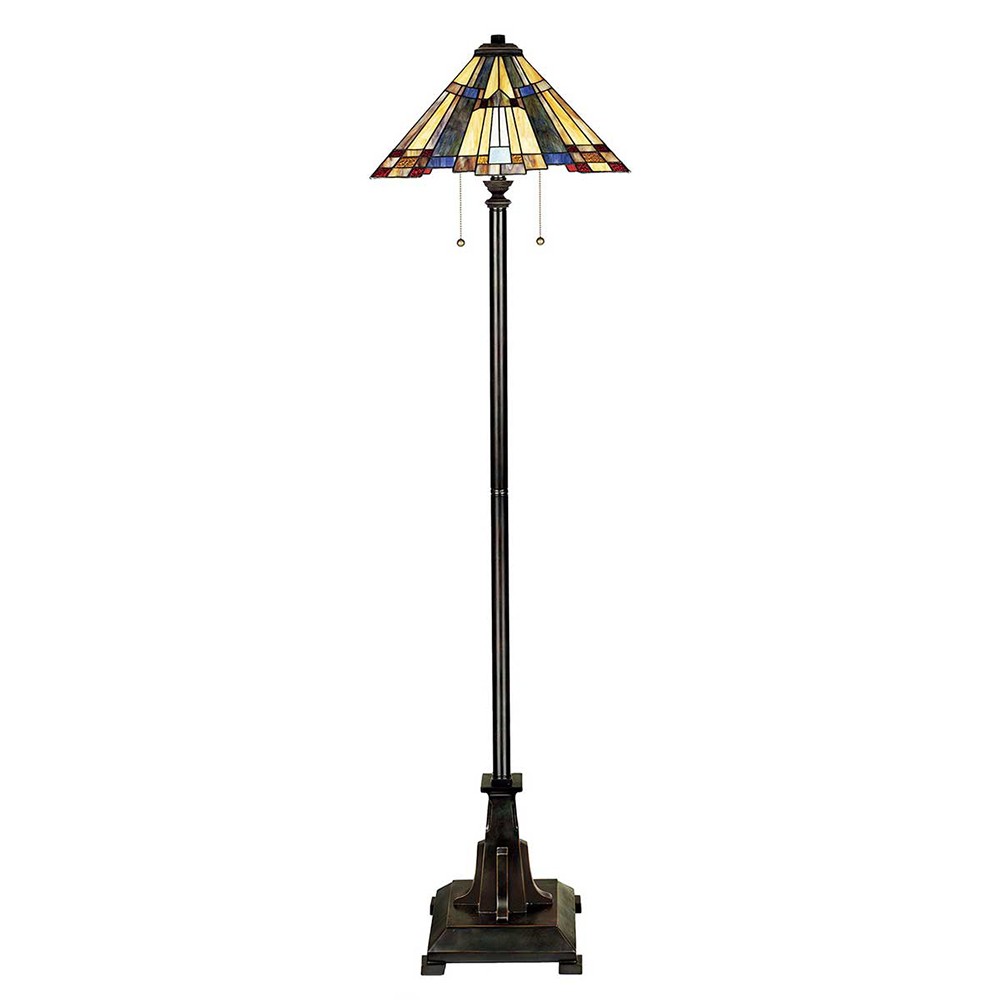 Lampe de sol style classique Tiffany avec abat-jour coloré Inglenook