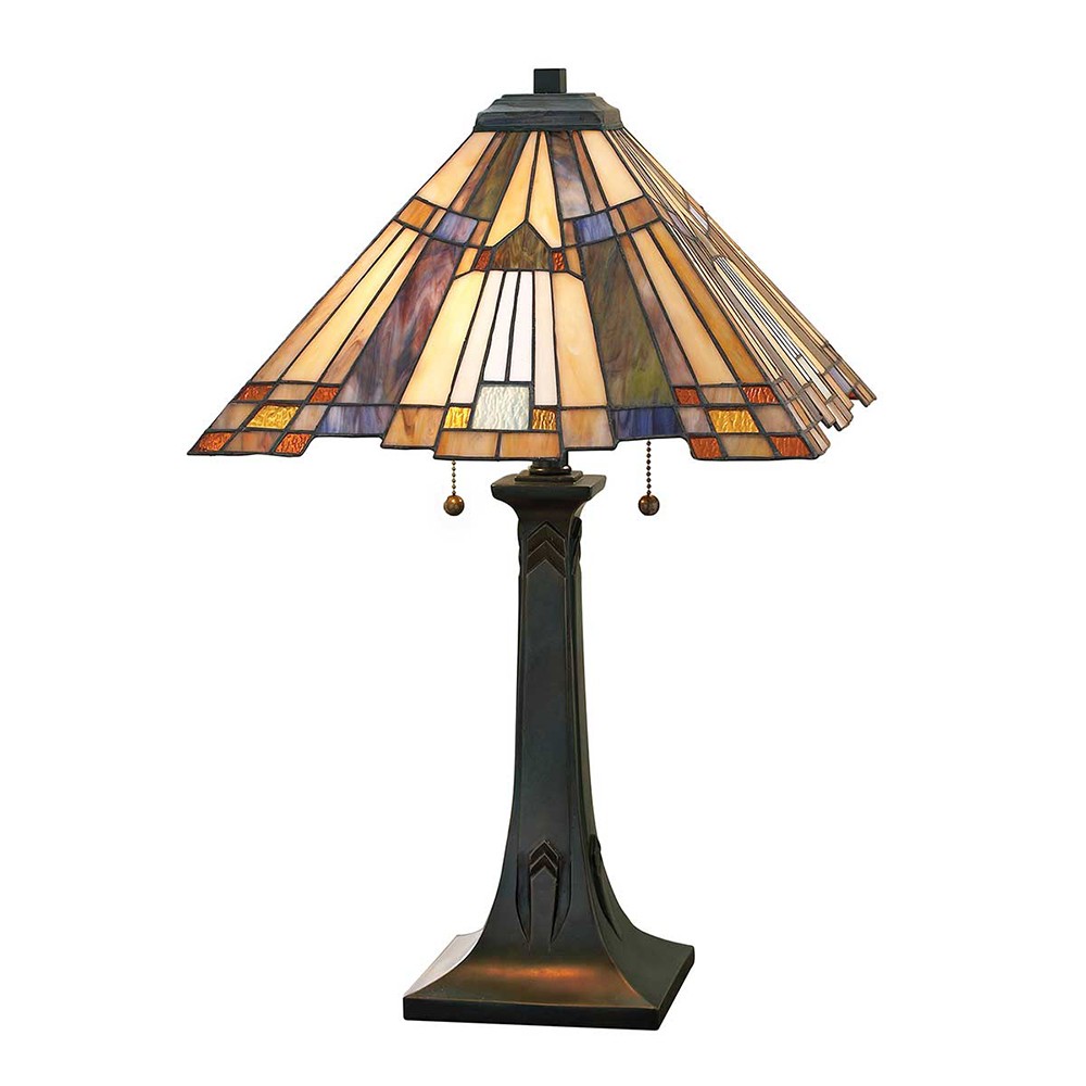 Lampe de table Tiffany 2 lumières bureau classique Inglenook