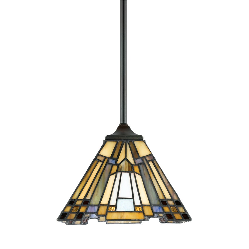 Lustre suspendu style classique Tiffany en vitrail coloré Inglenook Promotion Lustre suspendu style classique Tiffany en vitrail coloré Inglenook Promotion