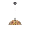 Lustre style Tiffany abat-jour 3 lumières classique verre coloré Kami Promotion