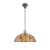 Lustre style Tiffany abat-jour 3 lumières classique verre coloré Kami Promotion