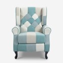 Fauteuil patchwork relax bergère inclinable repose-pieds bleu Ethron Offre