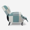 Fauteuil patchwork relax bergère inclinable repose-pieds bleu Ethron Catalogue