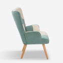 Fauteuil de salon style patchwork scandinave bois blanc et bleu Chapty Réductions