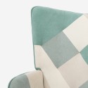 Fauteuil de salon style patchwork scandinave bois blanc et bleu Chapty Catalogue