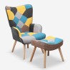 Fauteuil patchwork et repose-pieds style style scandinave Chapty Plus Choix