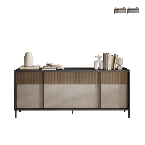 Buffet moderne salon cuisine 4 portes 206x40x86cm Solna Promotion