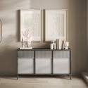 Buffet moderne en bois pour salon ou cuisine 156x40x86cm 3 portes Pitea Offre