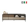 Meuble TV moderne sur pied 205x40x44cm 2 portes tiroir Jahn Réductions