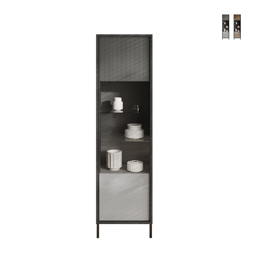 Vitrine moderne pour séjour, 2 étagères, 55x40x203 cm Winona Promotion Vitrine moderne pour séjour, 2 étagères, 55x40x203 cm Winona Promotion