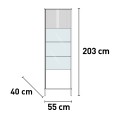 Vitrine moderne pour séjour, 2 étagères, 55x40x203 cm Winona Prix
