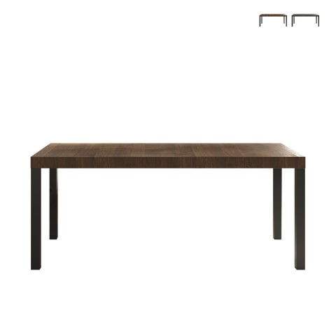 Table de salle à manger moderne 190x90cm bois pieds en fer Monsul Promotion