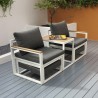 Salon de jardin 2 fauteuils avec repose-pieds et table basse Qamal Offre