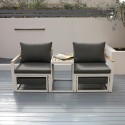 Salon de jardin 2 fauteuils avec repose-pieds et table basse Qamal Réductions