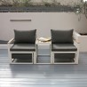 Salon de jardin 2 fauteuils avec repose-pieds et table basse Qamal Réductions