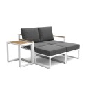 Salon de jardin 2 fauteuils avec repose-pieds et table basse Qamal Vente