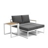 Salon de jardin 2 fauteuils avec repose-pieds et table basse Qamal Vente