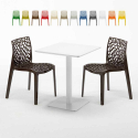 Table carrée 60x60 blanche avec 2 chaises colorées Gruvyer Lemon Dimensions