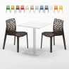 Table carrée 60x60 blanche avec 2 chaises colorées Gruvyer Lemon Dimensions