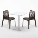 Table carrée 60x60 blanche avec 2 chaises colorées Gruvyer Lemon 
