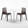 Table carrée 60x60 blanche avec 2 chaises colorées Gruvyer Lemon 