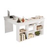Bureau d'angle avec bibliothèque 120x120cm en bois 5 étagères Arvada 