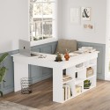 Bureau d'angle avec bibliothèque 120x120cm en bois 5 étagères Arvada 