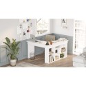 Bureau d'angle avec bibliothèque 120x120cm en bois 5 étagères Arvada 