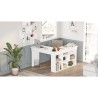 Bureau d'angle avec bibliothèque 120x120cm en bois 5 étagères Arvada 