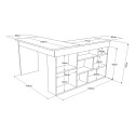 Bureau d'angle avec bibliothèque 120x120cm en bois 5 étagères Arvada 