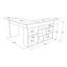 Bureau d'angle avec bibliothèque 120x120cm en bois 5 étagères Arvada 