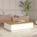 Table basse en bois blanche de salon avec 2 niches 90x60cm Tynne Offre