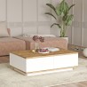 Table basse en bois blanche de salon avec 2 niches 90x60cm Tynne Offre
