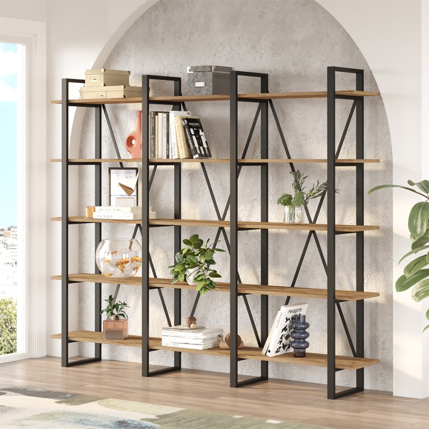 Armoire murale ouverte design moderne métal bois 220x34x180cm Batuan Promotion Armoire murale ouverte design moderne métal bois 220x34x180cm Batuan Promotion