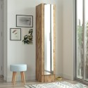 Armoire à chaussures en bois porte miroir 3 étagères 36x36x180cm Torge Promotion