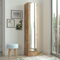 Armoire à chaussures en bois porte miroir 3 étagères 36x36x180cm Torge Promotion