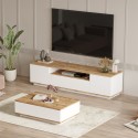 Meuble TV 3 portes + table basse blanche en bois design moderne Award Offre