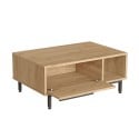 Table basse de salon 90x60cm en bois effet rotin Micheau Réductions