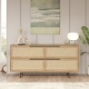 Buffet Salon Cuisine Meuble en Bois 4 Portes Effet Rattan Dhunnan Offre