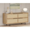 Buffet Salon Cuisine Meuble en Bois 4 Portes Effet Rattan Dhunnan Remises
