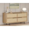 Buffet Salon Cuisine Meuble en Bois 4 Portes Effet Rattan Dhunnan Remises