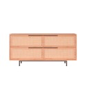 Buffet Salon Cuisine Meuble en Bois 4 Portes Effet Rattan Dhunnan Vente