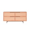 Buffet Salon Cuisine Meuble en Bois 4 Portes Effet Rattan Dhunnan Vente