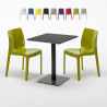 Table carrée 60x60 noire avec 2 chaises colorées Ice Licorice Promotion