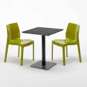 Table carrée 60x60 noire avec 2 chaises colorées Ice Licorice Prix