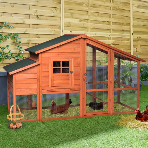 Poulailler pour poules en bois préfabriqué de jardin 198x75x116 Ciky Promotion