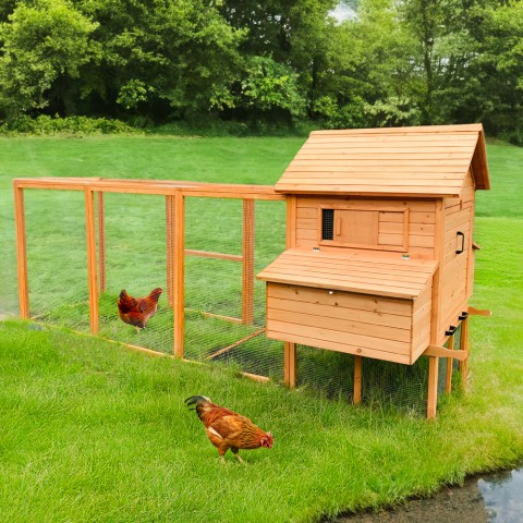 Poulailler maison de poules surélevé en bois pour jardin 370x174x172 Hegg Promotion